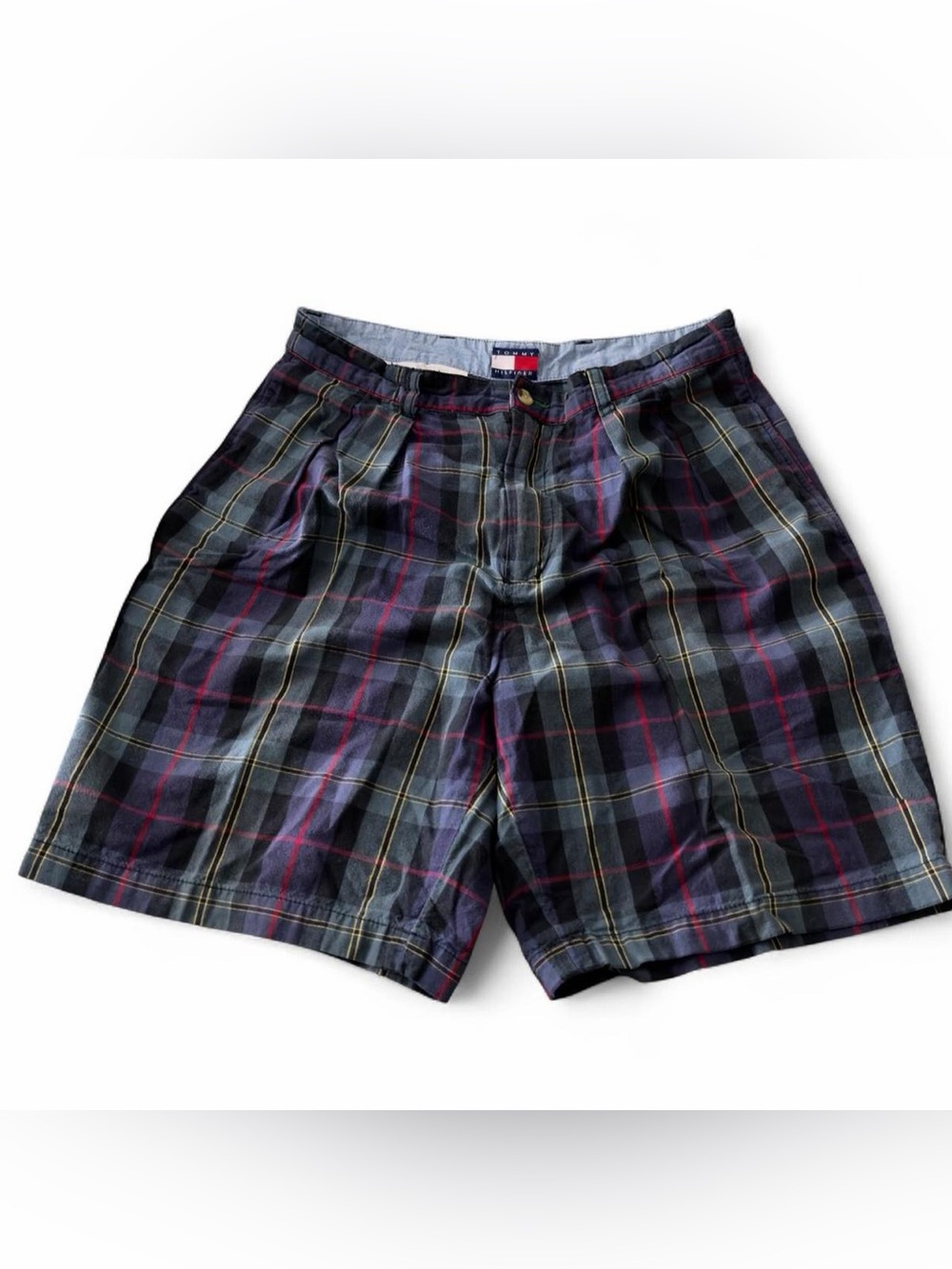 Vintage Pleated Tommy Hilfiger plaid cotton shorts size 32